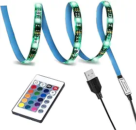 Luz de fundo de TV LED, fita LED SMY USB, kit de fita de luz LED multicolorida RGB IP65, 30 LED com controle remoto sem fio para iluminação polarizada de TV/PC/laptop (3,28 pés)