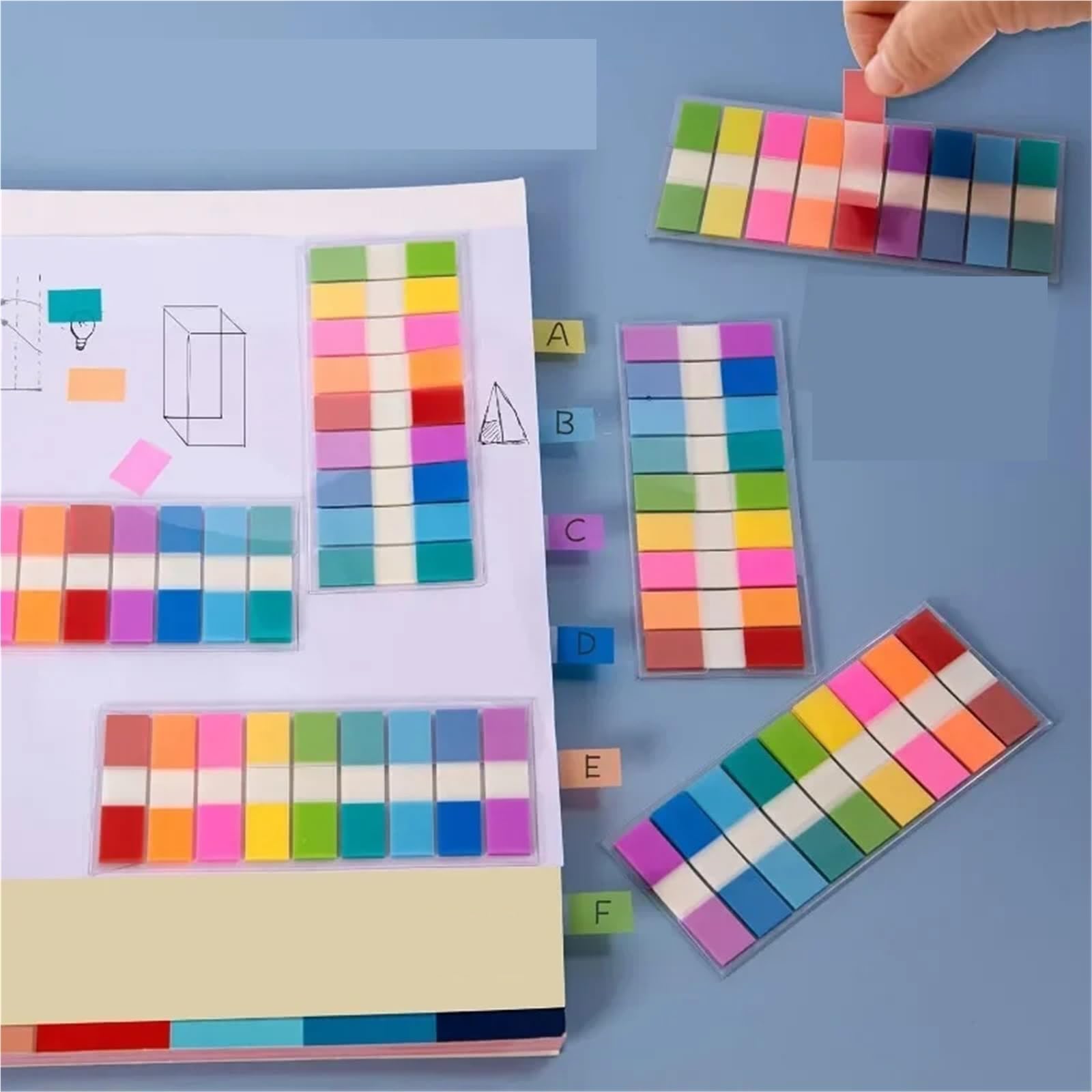 20 foglietti adesivi trasparenti colorati per indice, appunti, cancelleria, foglietti adesivi per pagine e libri
