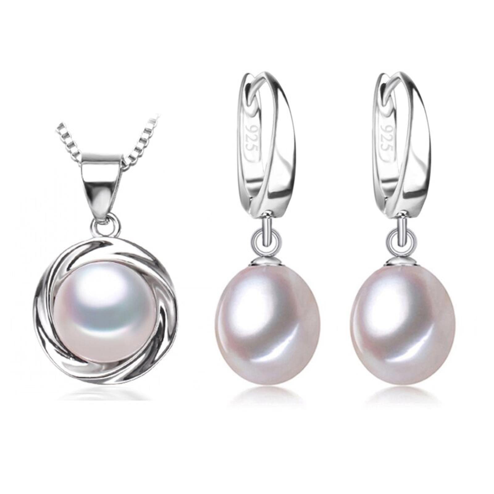 Conjuntos De Joyería De Plata De Ley 925, Pendientes Colgantes De Perlas Naturales, Collares Con Colgante Personalizado Para Mujer, Gargantilla, Collar