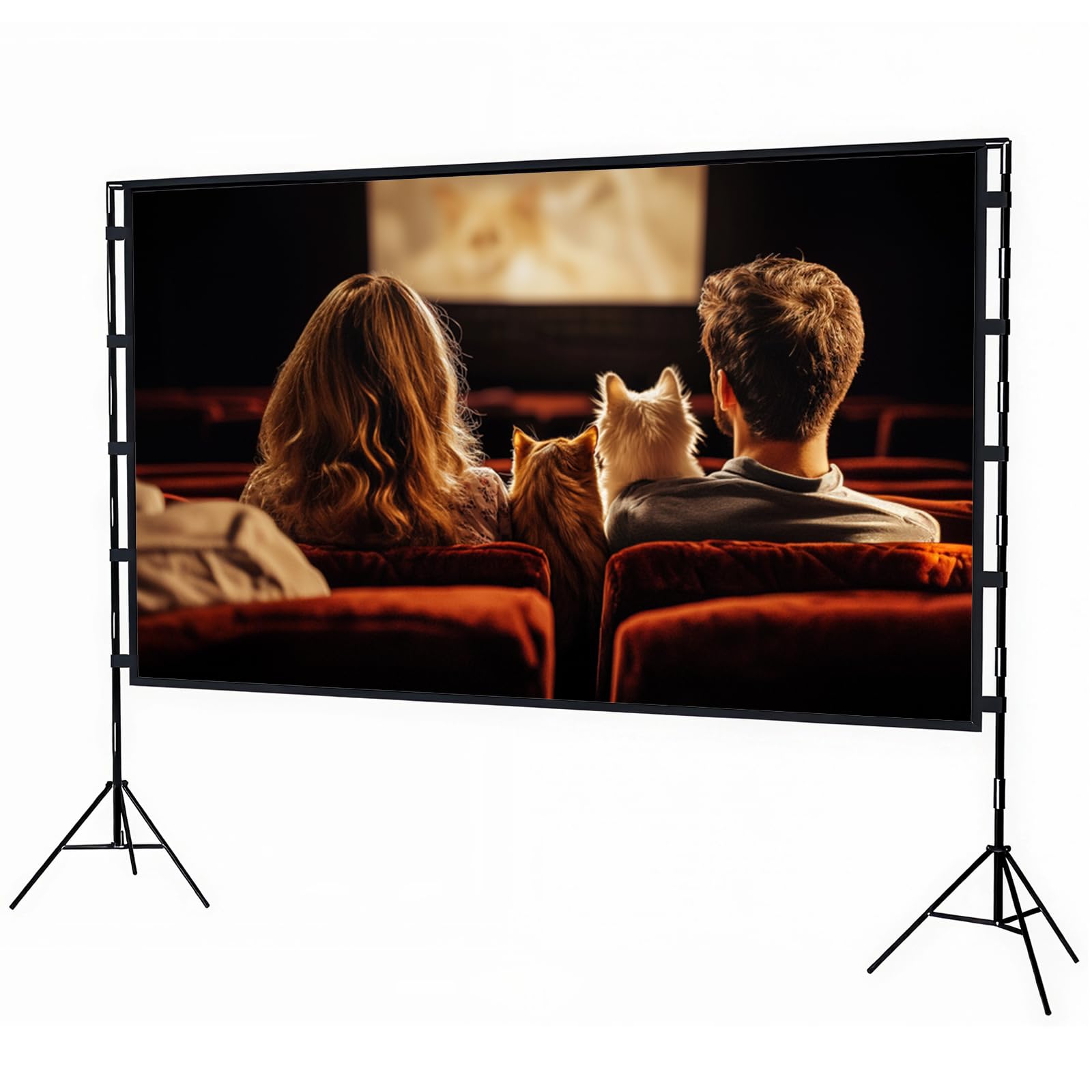 100" Écran de Projection avec Support pour Intérieur, Extérieur, Anti-Rides