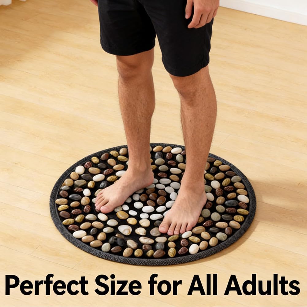 Massage pad, Finger Pressure Board Ultra Slow Running Pebble Massage Foot pad Reflex Therapy Massager, Pebble acupoint Massage pad, Used for Relaxing Tired feet (22 inches x 22 inches)