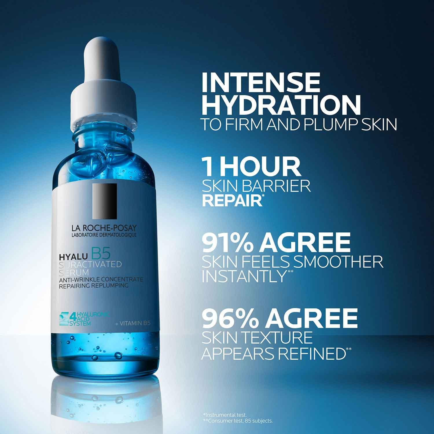 La Roche Posay Anti-Falten-Serum, Für normale bis empfindliche Haut, Regenerierend und Aufpolsternd, Mit Vitamin B5, Madecassosiden und Hyaluron, Hyalu B5, 50 ml