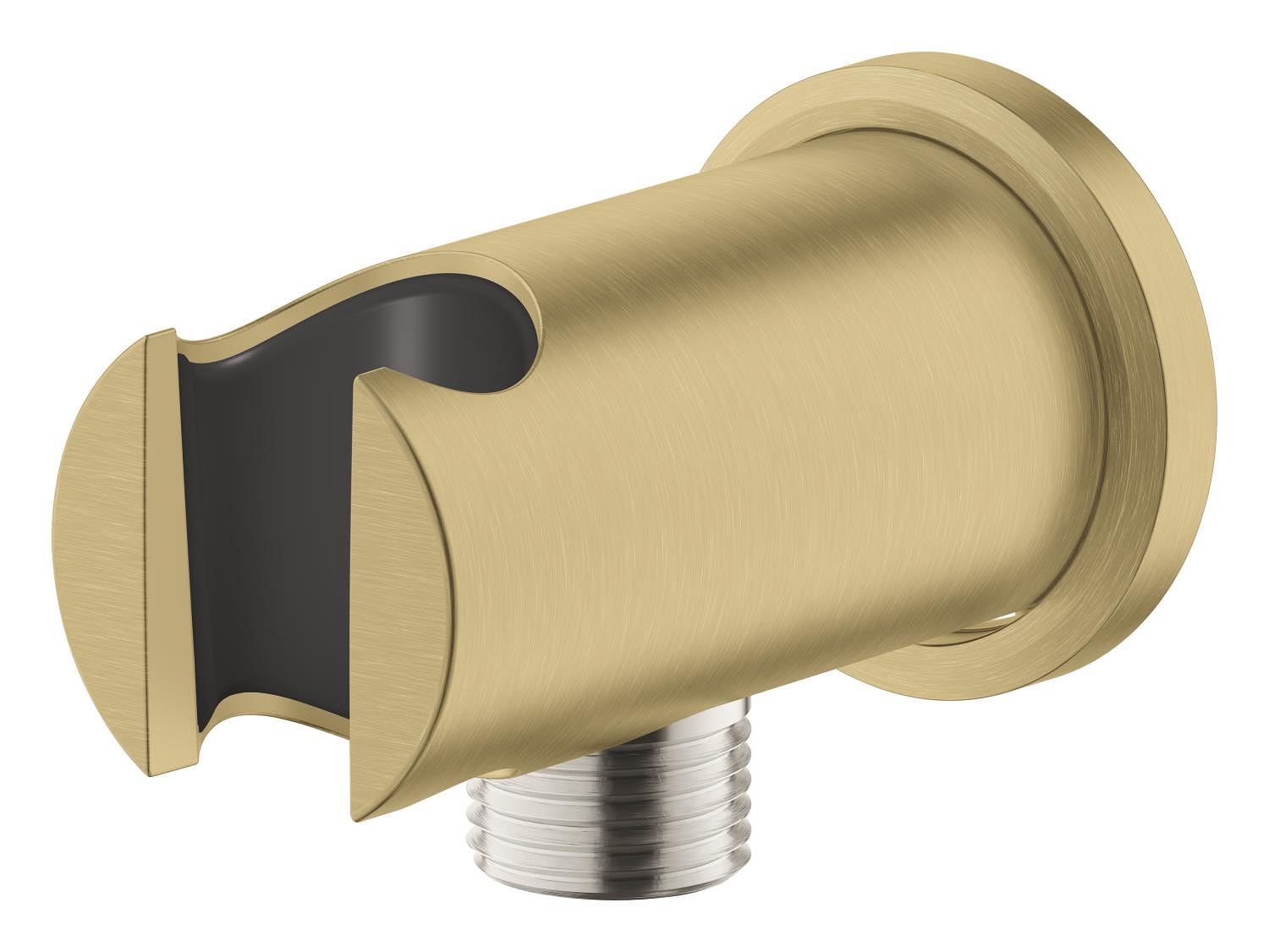 GROHE Rainshower Codo de Salida de Ducha con Soporte para Teleducha y Embellecedor Redondo Ø 48 mm, Rosca de Conexión Macho 1/2", Montaje en Pared, Protección contra Retorno, Oro, 26658GN0