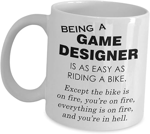 Taza para desarrollador de juegos, Riding A Bike On Fire  Premio de reconocimiento de videojuegos, taza de café, té, regalos de recompensa,