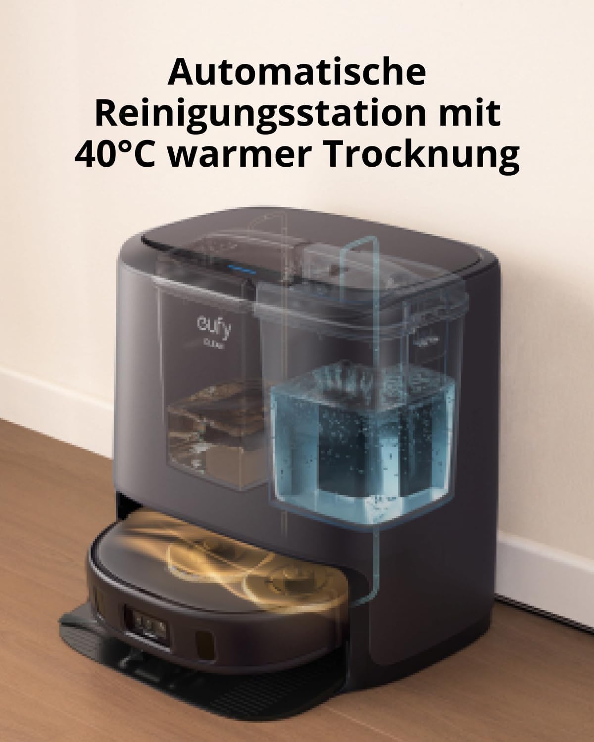 eufy X9 Pro Staubsaugerroboter mit Wischmopp und Reinigungsstation, 5.500 Pa Saugkraft, 2 rotierende Wischmopps, Automatische Wischmopp Reinigung und Trocknung bei 40°(Generalüberholt)