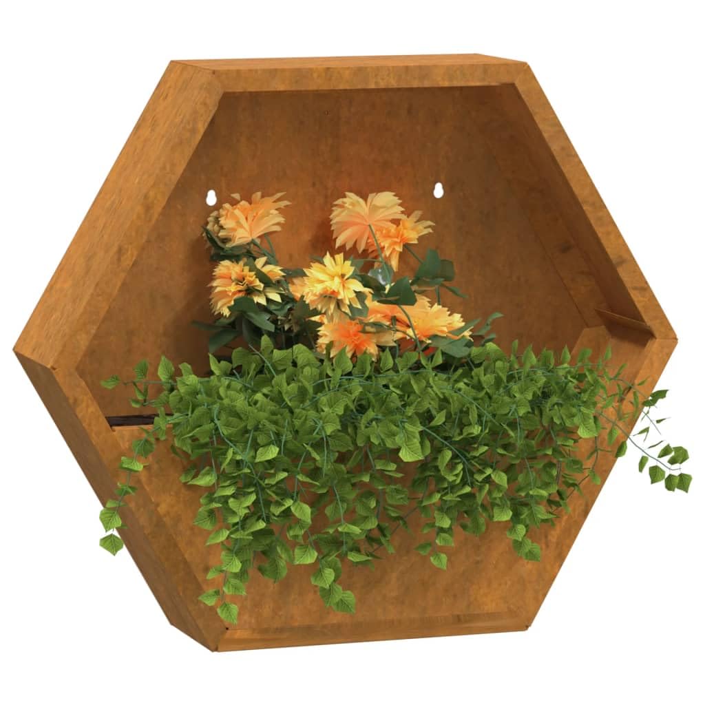 vidaXL Jardineras de Pared 2 uds Acero corten Oxidado 46x10x40 cm, Jardinera de Pared para Exteriores, Jardinera montada en la Pared, Maceta de Pared