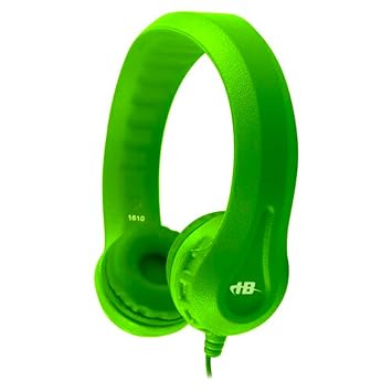 HamiltonBuhl FlexPhones Kids Foam Headphones Durable EVA Foam, VolumeLimited 85 dB, ChewResistant DuraCord, Safe BPAFree Design for Classroom Use Green