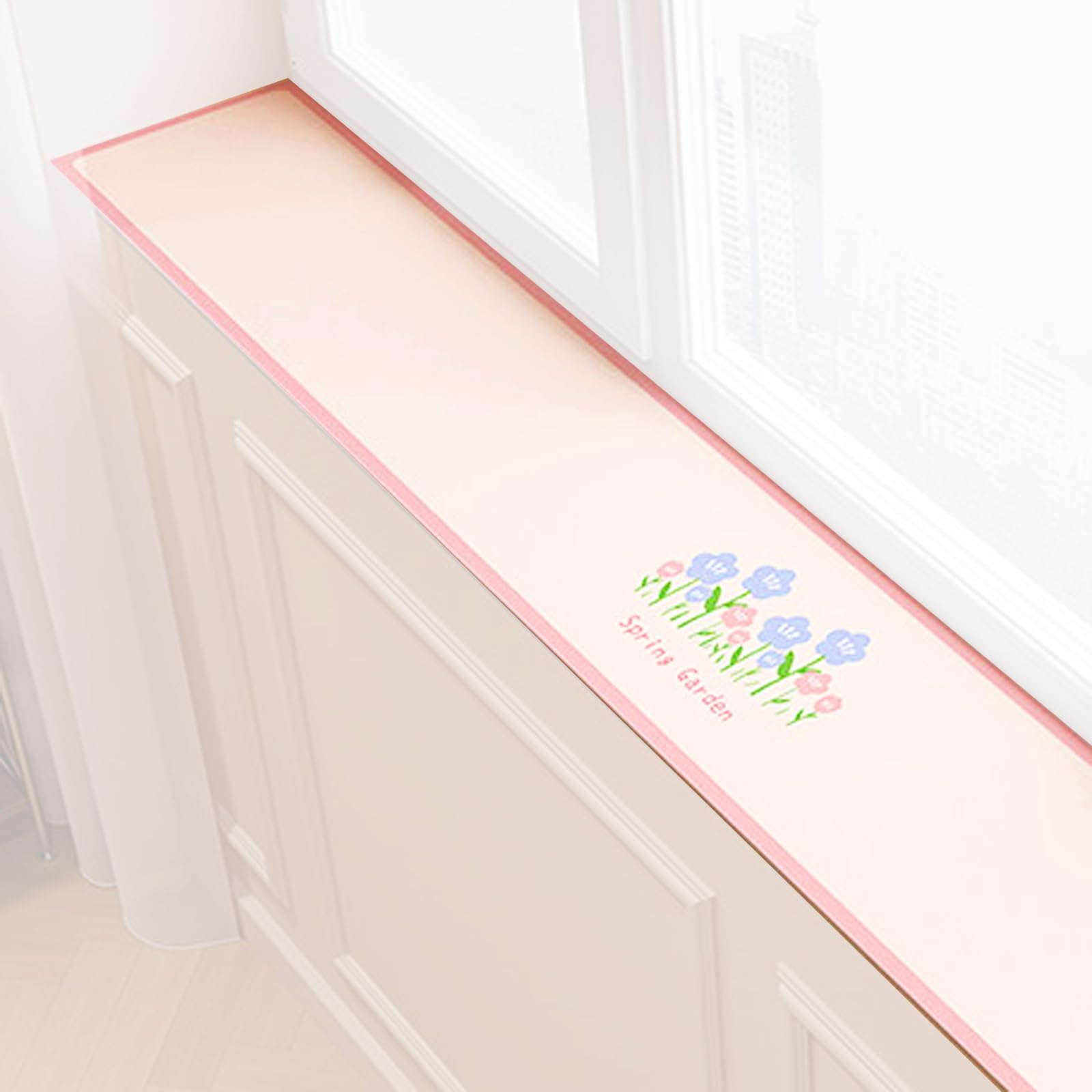 Window Sill Cover, Window Ledge Protector, Easy to Cut, Thin Absorbent Mat, Protection and Decoration, Non Slip Bottom, Easy to Maintain(Pink,100x10CM/39x4IN)