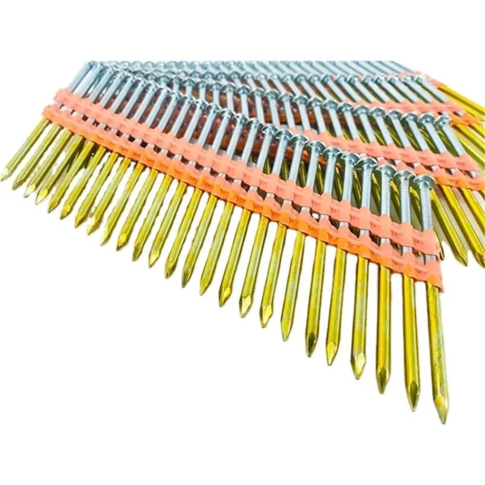 Clavos de tira de plástico de cabeza redonda de 21 grados, galvanizados y pulidos, for estructuras de madera.(75mm)