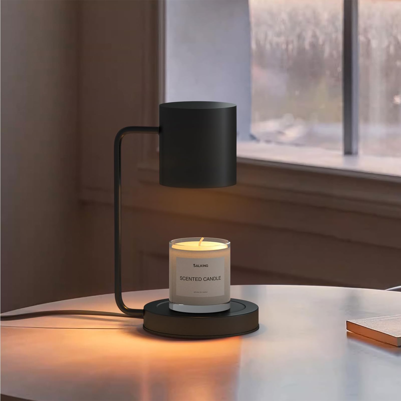 Lampe Chauffante À Bougies, Lampe Chauffante À Bougies avec Minuterie Et Gradateur pour Spa Aromathérapie Home Office Chambre Nightlight,Noir