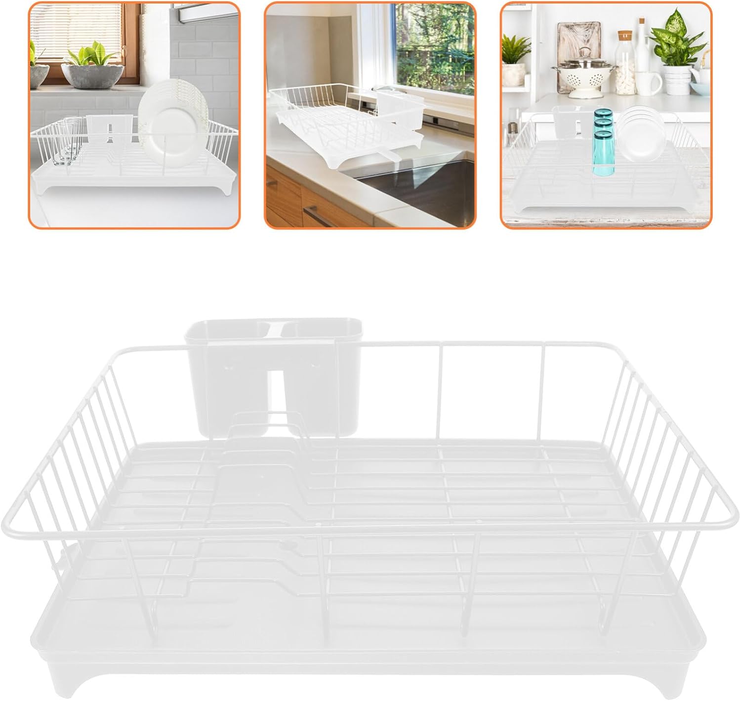 Cabilock Dish Rack Sink Drying Rack Space-Saving Kitchen Counter Dish Holder Cutlery