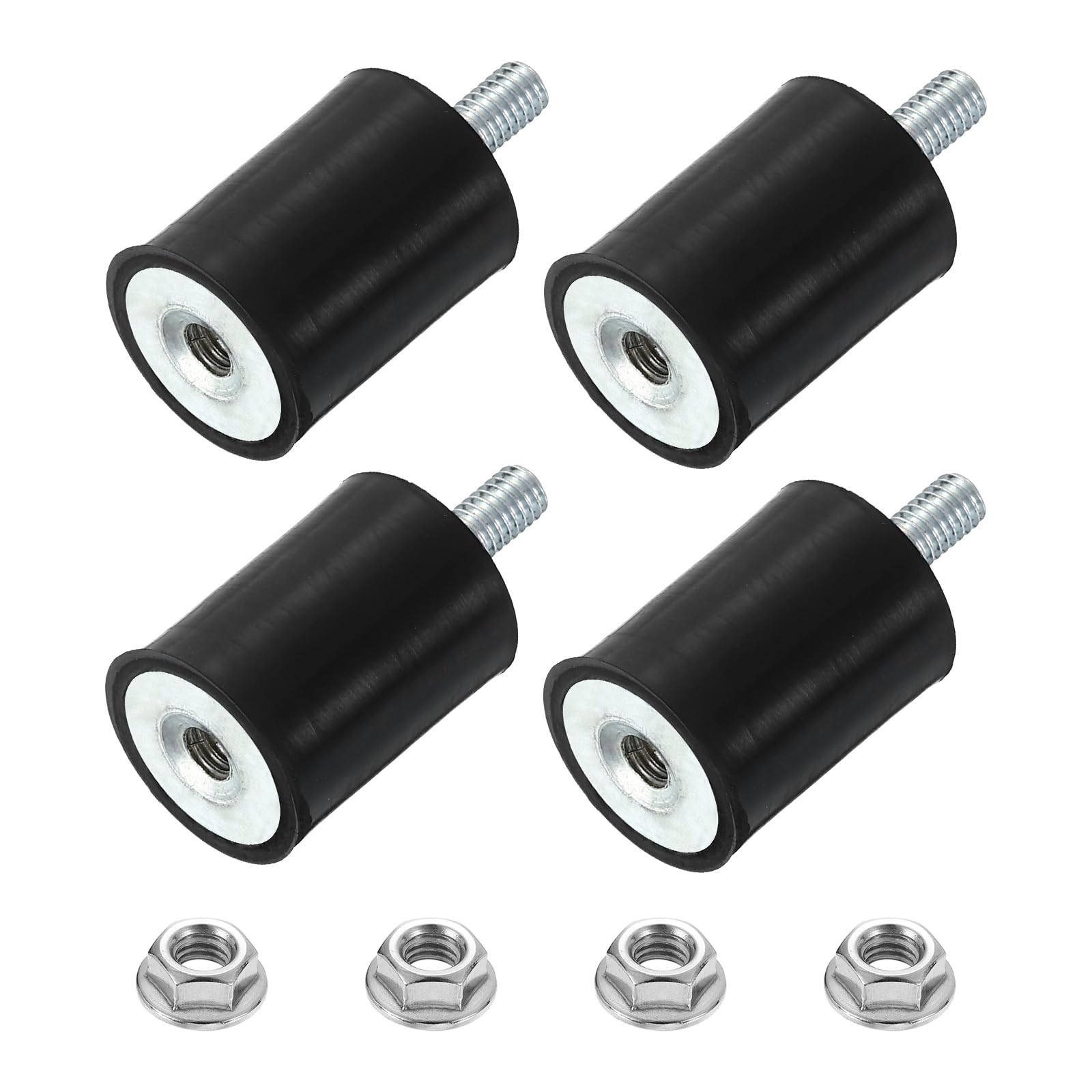 uxcell M8 Rubber Mounts, 4Pcs 30x30mm(DxH) Rubber Cylindrical Anti Vibration Isolator Shock Absorber with Lock Nut for Car Bobbin Generator Air Compressors — Amazon image 10