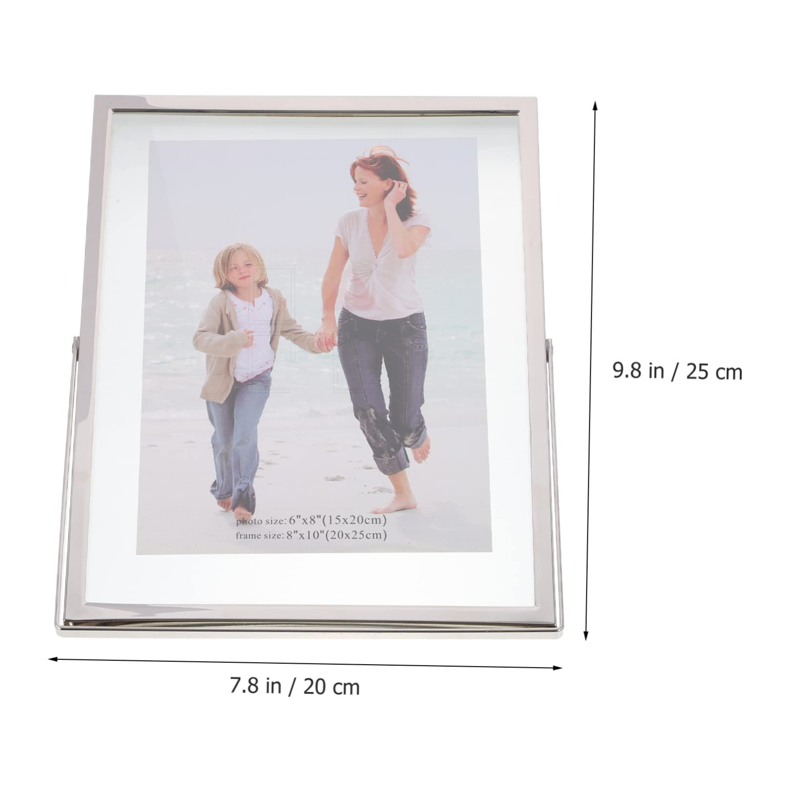 Cadre Photo Simple et Élégant en Verre Cadre Photo de Table Transparent Argenté Support Double Face pour Décoration Maison pour Exposition