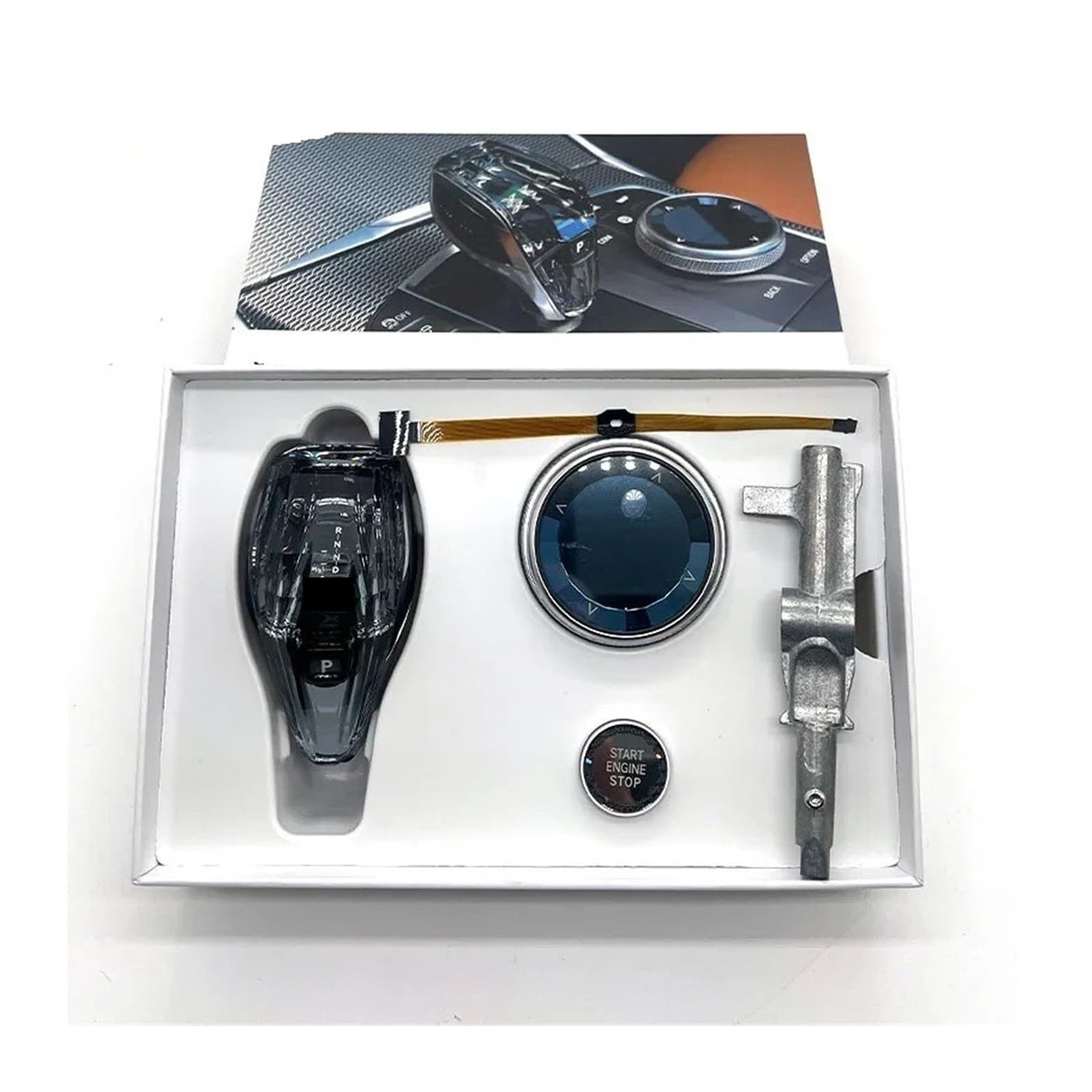 Schaltknauf Knauf Für 5 6 Für 7 Serie Für G30 Für G32 G11 G12 Auto-Innenausstattung Kristall 3-teiliges Set Schaltknauf Lautstärkeknopf Schaltknauf Kappe(Short Rod 5 Logo)