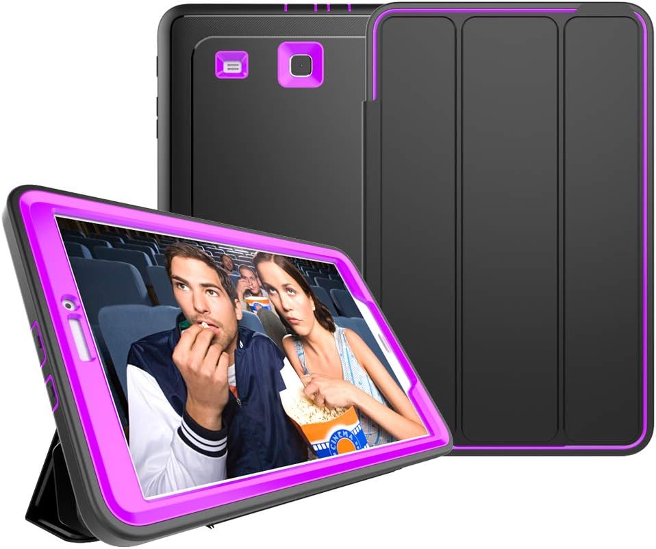 Samsung Galaxy Tab E 9.6 Case - Full Body Protection Heavy Duty Shockproof Armor Hard PC+Silicone Hybrid High Impact Resistant Defender Cover with Screen Protector