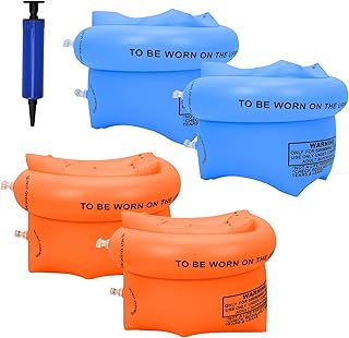 Colorlife Swimming Arm Float Rings 4 Pack Swim Arm Bands Inflatable Arm Floaties, Thickened PVC Swimming Armbands, Swimmin...