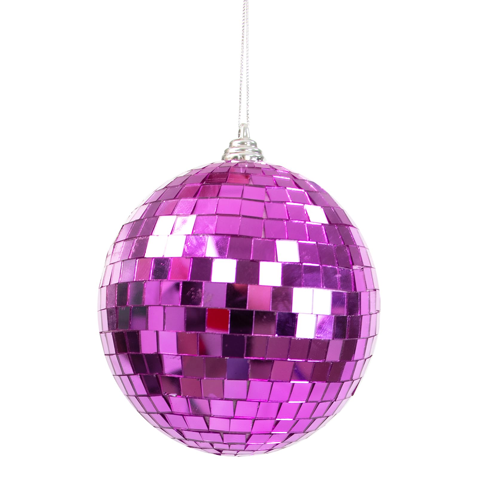 6 Inch Hanging Mirror Disco Ball - Mini Decorations, Reflective Ornaments, Small Silver With Rope for Christmas Party Wedding Holiday Home, Purple