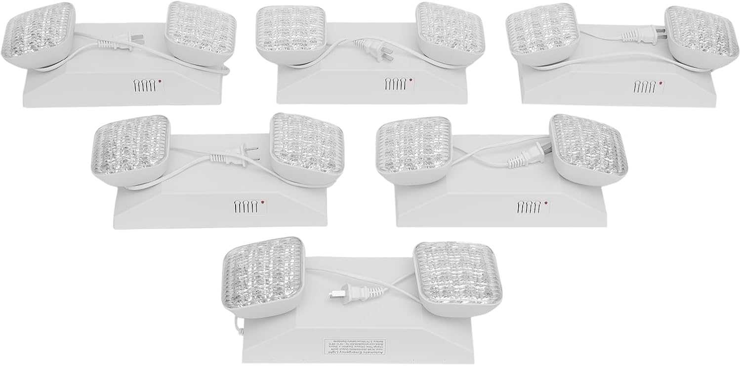 6 Pack LED Emergency Lights, 120 ° Adjustable Lamp Head, UL Certified, Commercial Emergency Light Full Charge for 3 Hour Endurance