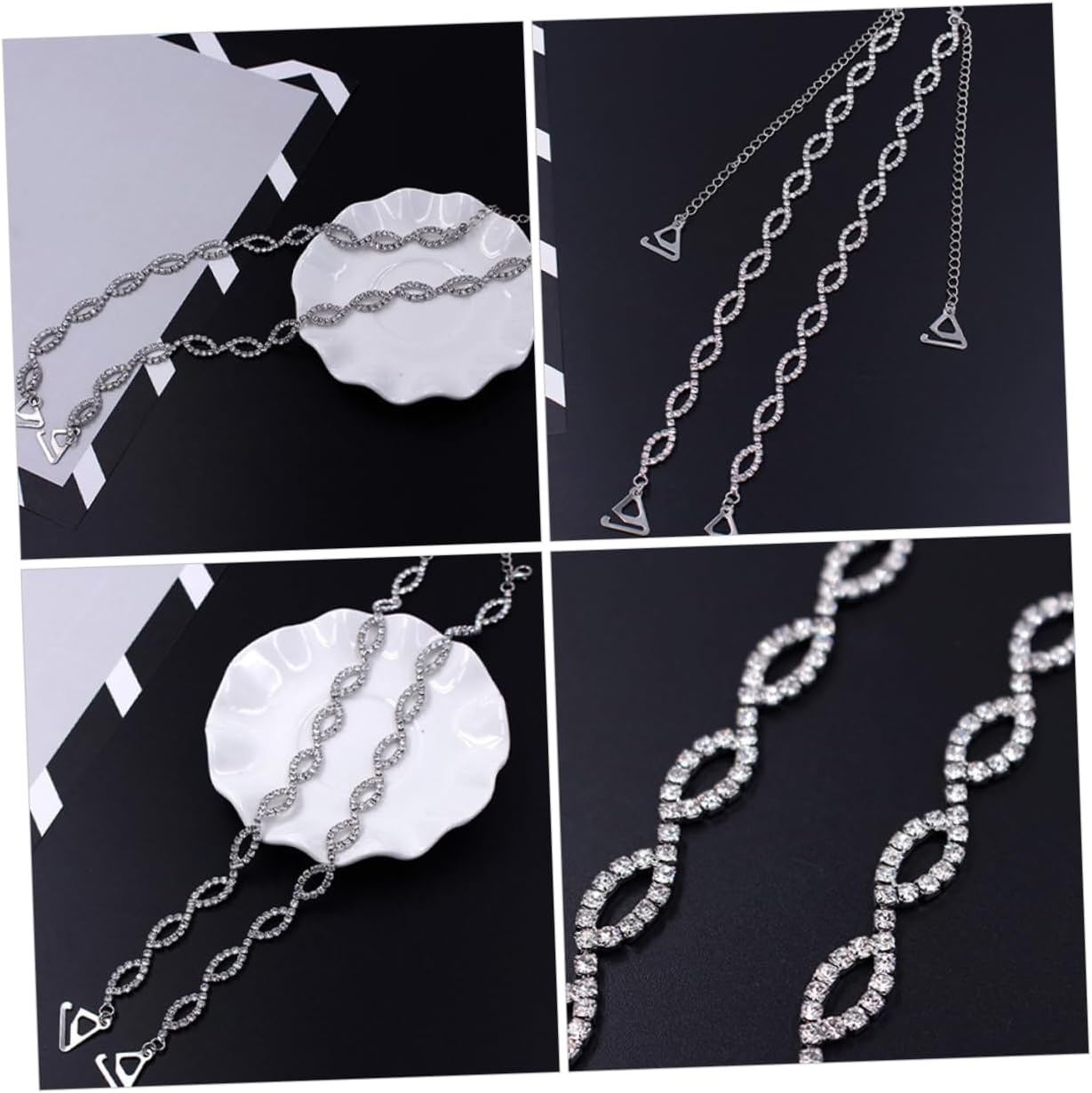LIFKOME 2pairs Adjustable Rhinestone Straps One- Design for Women Lingerie Elastic Stylish for Outfits Includes and Hooks