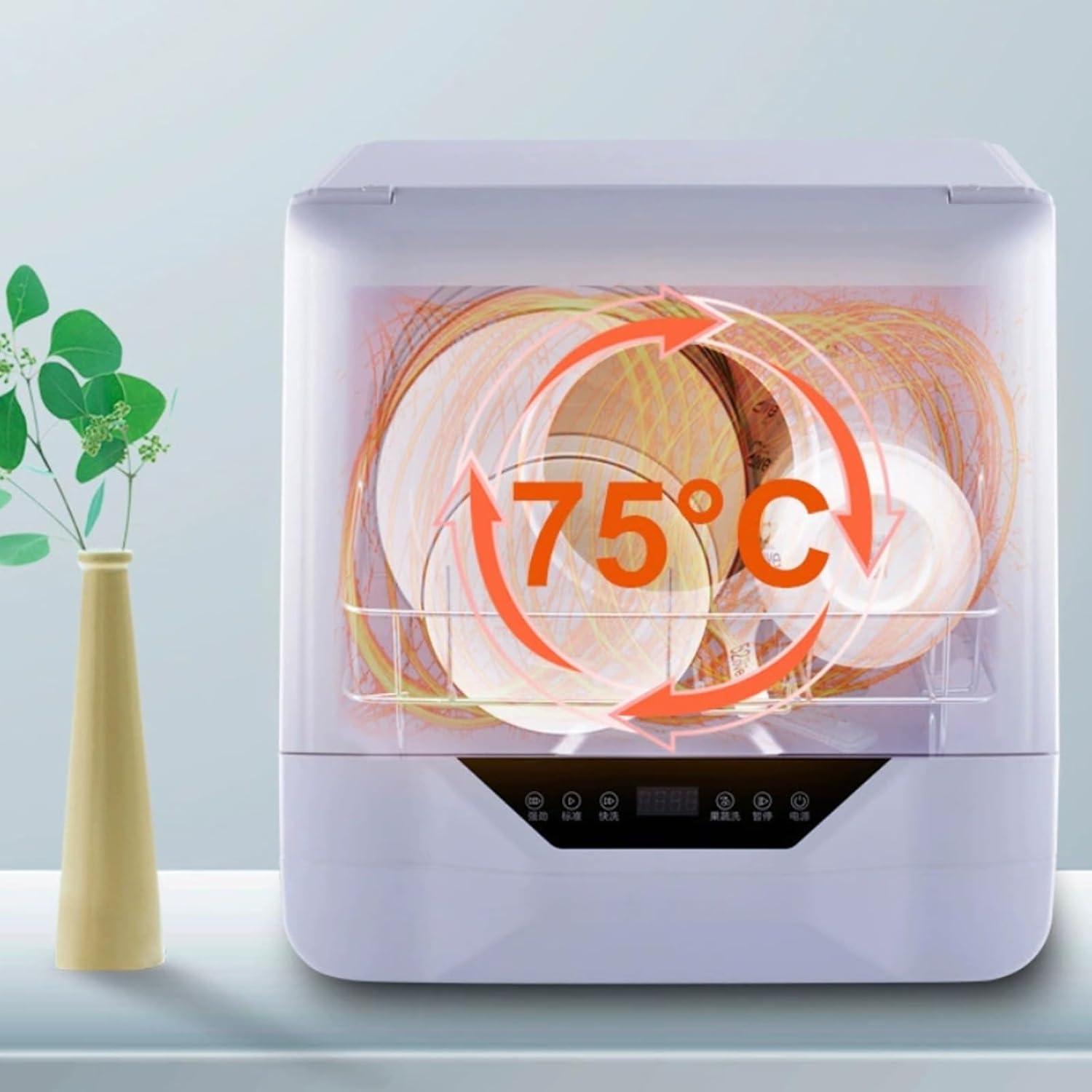 Home Automatic Desktop Intelligent Installation Free High-temperature Disinfection, Drying and Sterilization Integrated Dishwasher, White