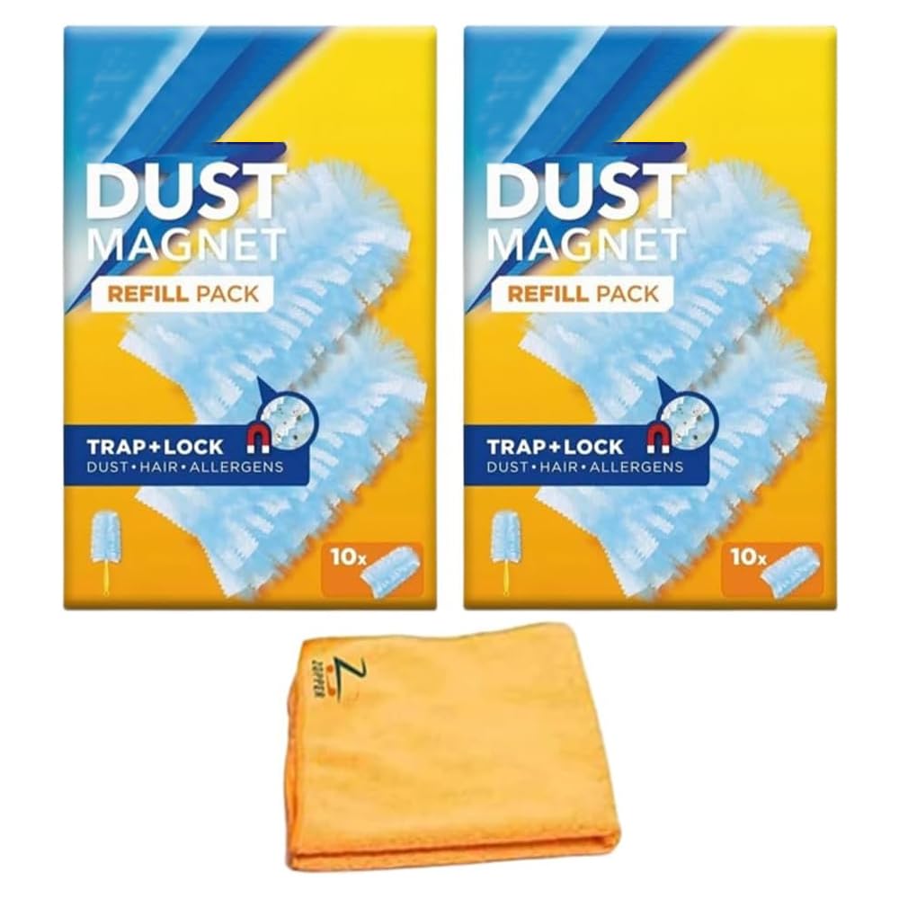 Duster Dust Magnet Refills 20, Trap And Lock Away Dust, Dirt And Hair In No Time With 1 ZOPPER MICROFIBER CLOTH
