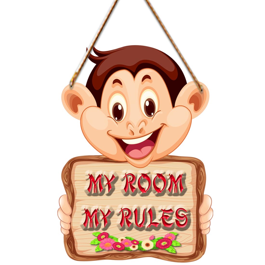 Generic PNF My Room My Rules Quote Wall art & Door Hanging Frame For Kitchen, Dining, restaurants Decor | Walland home Decor for Living Room | Room Decor Wall Decor Items For Bedroom | (Wooden, 11x9 Inch,Brown)-11-1, Medium (PNF-WALLHANGING-1)