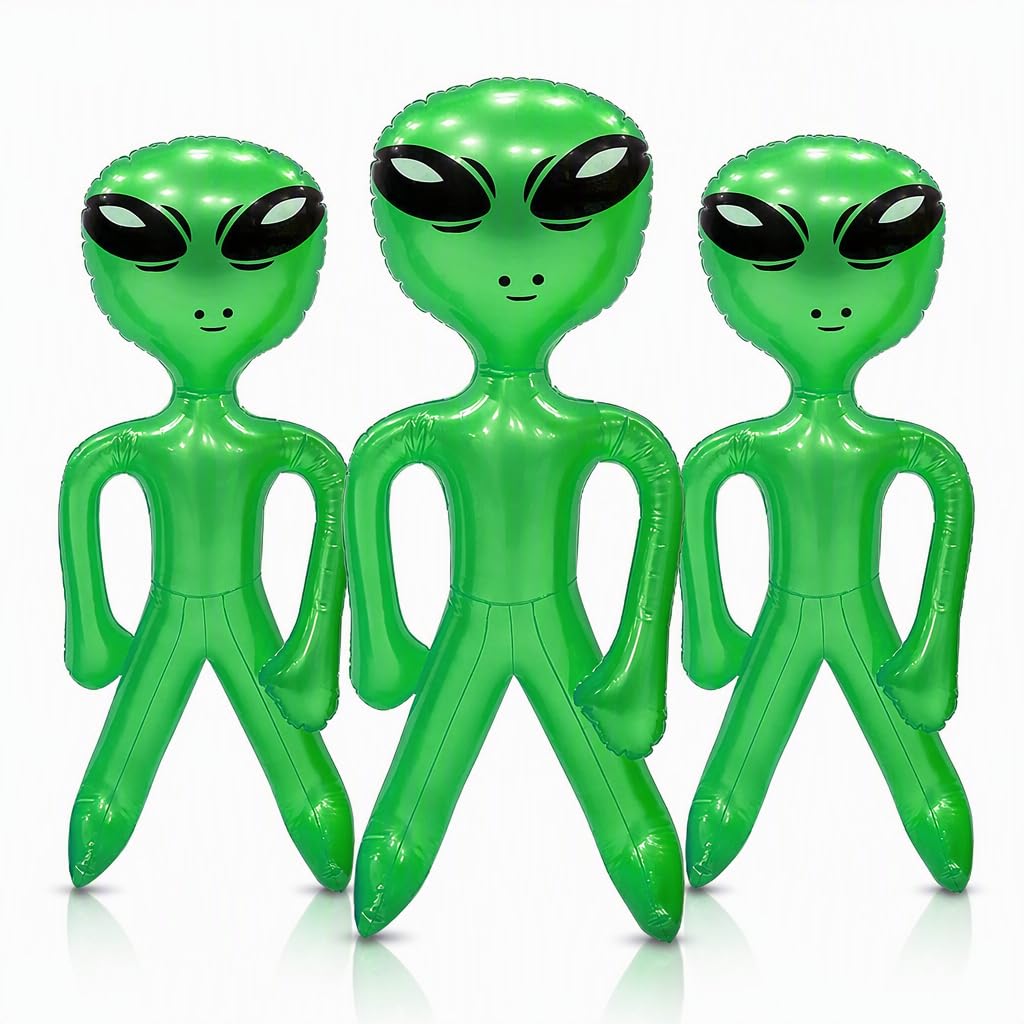 3Pcs Inflatable Alien, 18 Inch Blow Up Alien, Green Alien Figures