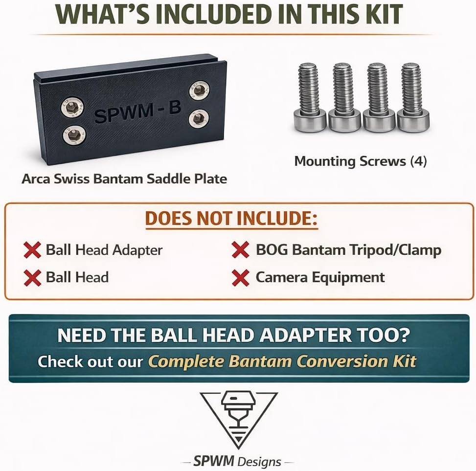 Arca Swiss Plate for BOG Bantam Clamp - Camera Quick Release Adapter - Budget Upgrade Add Arca to Existing Setup - Includes Hardware - Designed and Manufactured in USA image 4