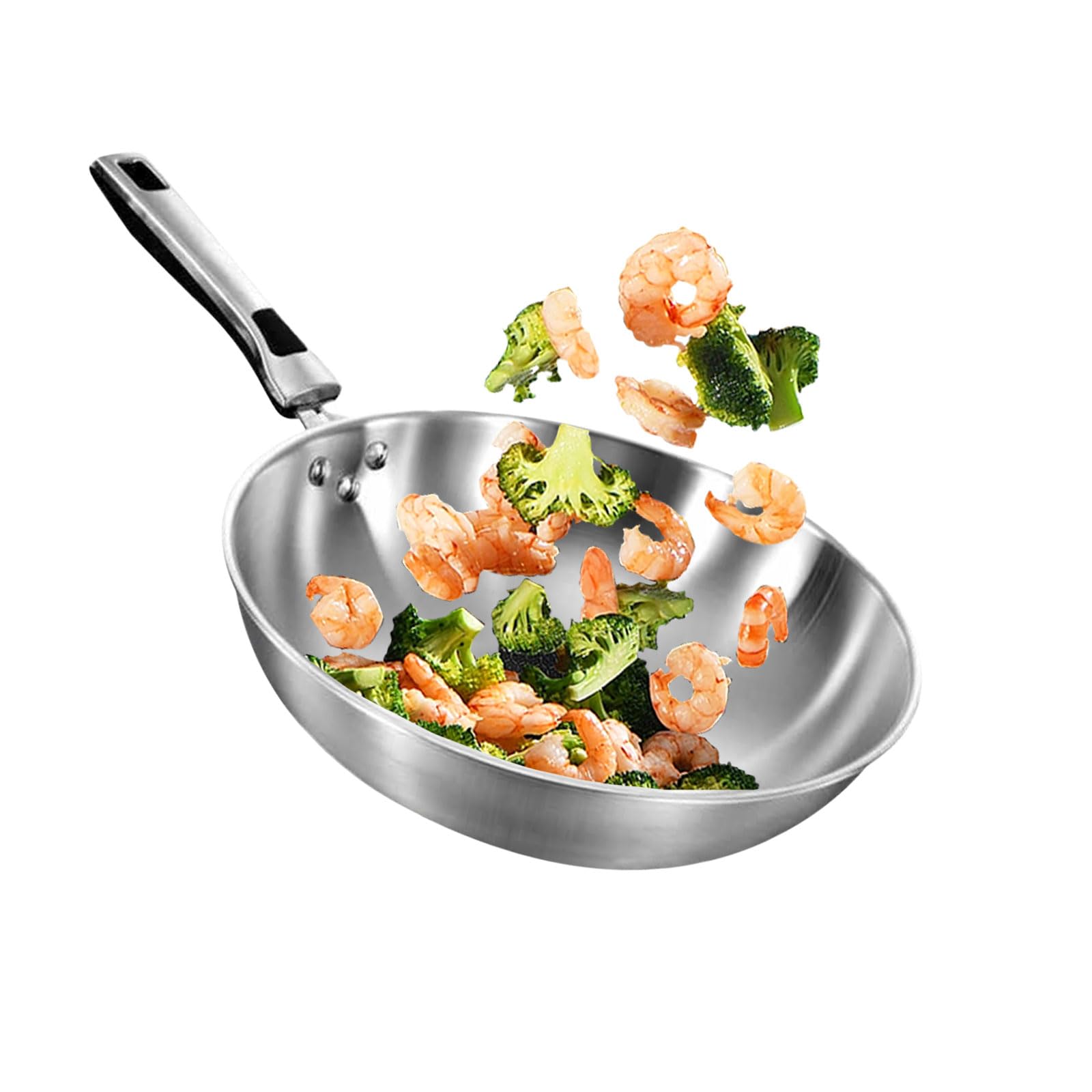 Sartén De Acero Inoxidable De 12 Pulgadas con Tapa, Sartén De Inducción, Utensilios De Cocina para Gas Y Estufas Eléctricas.