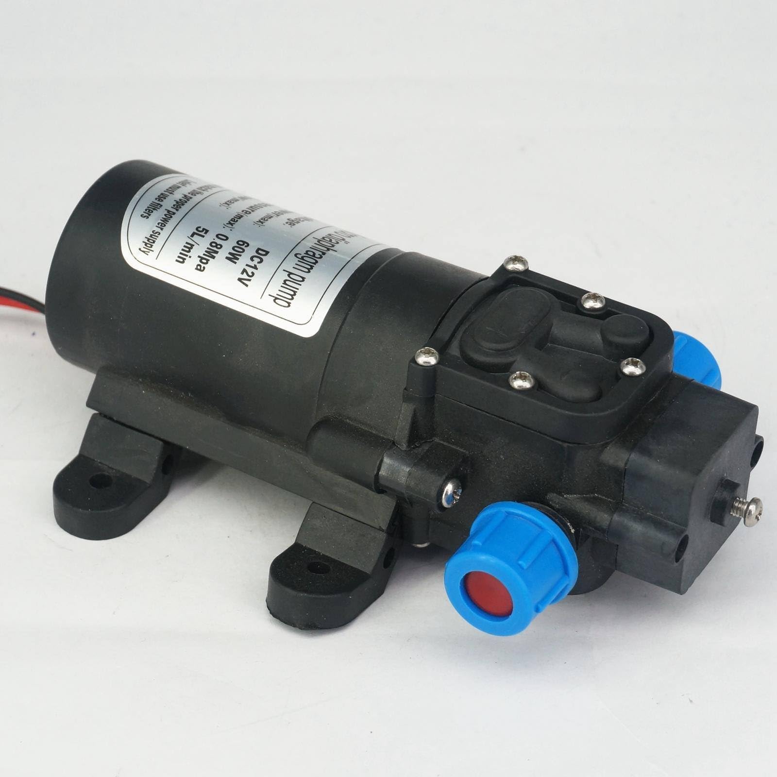 12V DC Electric Mini Diaphragm pump self-priming pumnp low traffic for garden cooling car washer 60W 300L/H T16