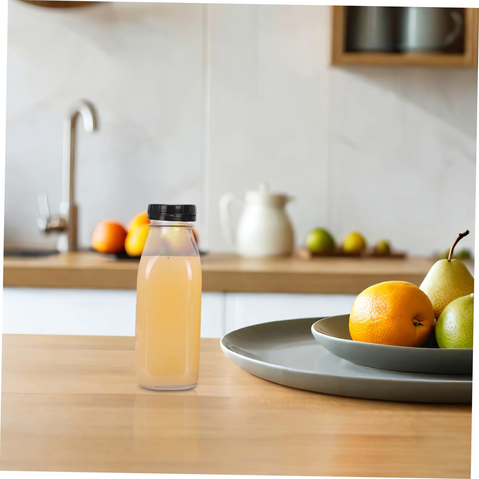 Amosfun 8 Botellas de Leche de Vidrio Transparentes de 300 Ml, Clásicas y Ligeras, Reutilizables para Jugos y Bebidas Desayuno o Después de Comer