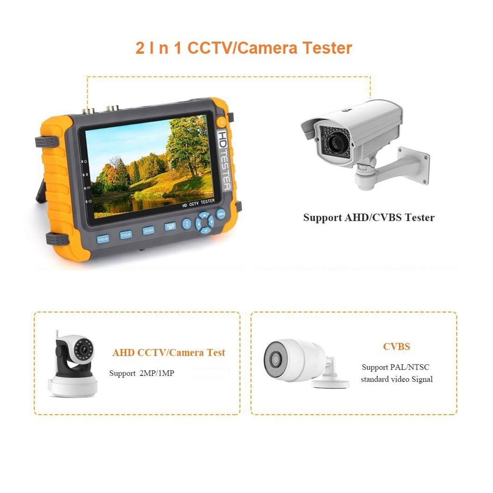 Tester per telecamere IP, 5 Pollici IV8W CCTV Tester 8MP AHD TVI CVI CCTV Tester A Macchina Fotografica Mini Monitor Video Telecamere Tester AHD CVBS Monitor Poe Tester Strumenti Corpo piccolo, portat