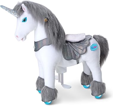 PonyCycle Riding Unicorn Toys for Girls, Grey Giddy Up Unicorn, Age 4-7