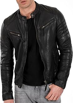 Men's Black & BROWN Genuine Lambskin Leather Biker Jacket VINTAGE REAL MOTORCYCLE JACKETS FOR MEN