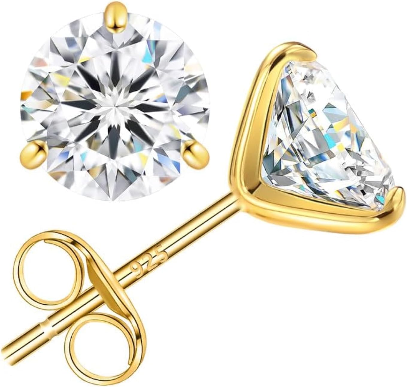 BREN Moissanite Earrings for Women and Men - 925 Sterling Silver Hypoallergenic Imitation Diamond Stud Earrings