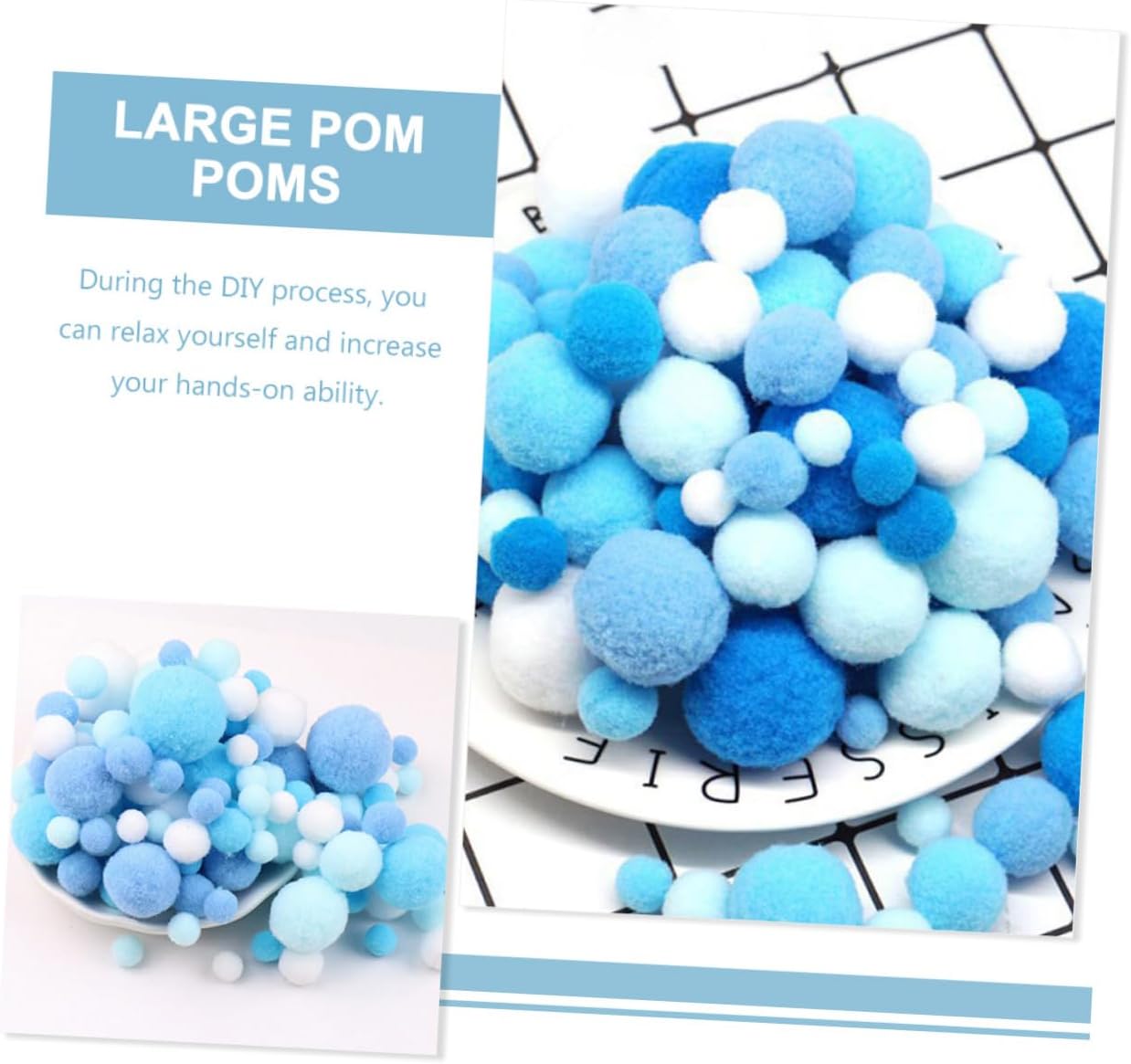 TEHAUX 5pcs Pom Poms DIY Crafts Multipurpose Pompom Balls for Clothing Decor Hat