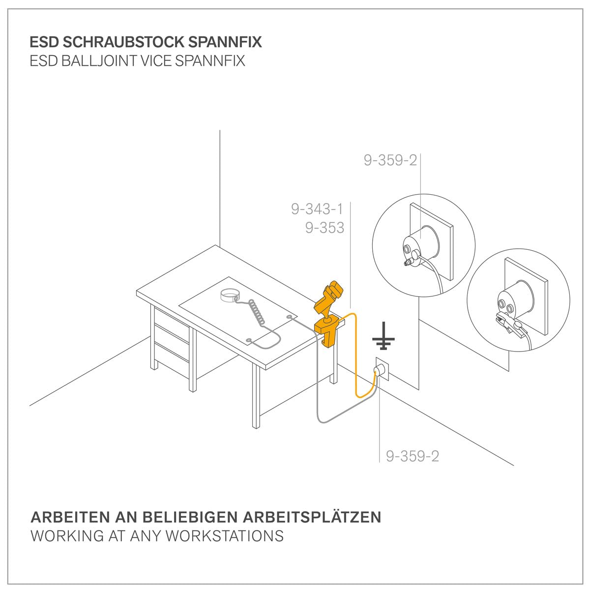 BERNSTEIN ESD Personenerdung Set inkl. Antistatik-Matte 90 x 61 cm | Antistatisches Armband & Erdungszubehör | Arbeitsmatte für Elektrostatische Ableitung
