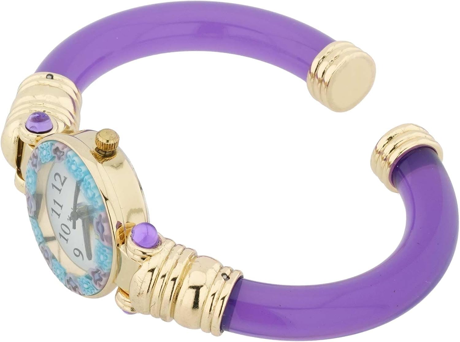 Glass Of Venice Murano Glass Millefiori Bangle Watch - Purple