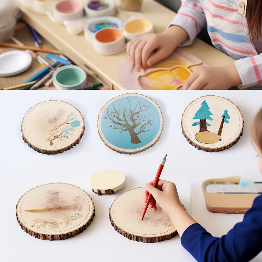 10 pcs Large Unfinished Wood Slices for Centerpieces 7-8 inches Rounds for Tables Decor Rustic Wood Circles for DIY Crafts and Wedding Decor Round Wooden Discs Wooden Slice Ornaments