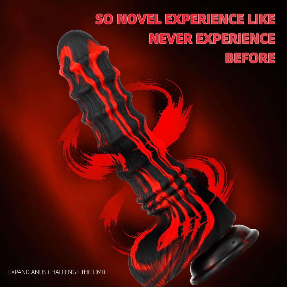 Red Black ale Realistic Dildo with Suction Cup, Flexible Liquid Silicone Anal Dildos Prostate & G-Spot Massager Adult Sex Toys for Women Men Couples - M: M