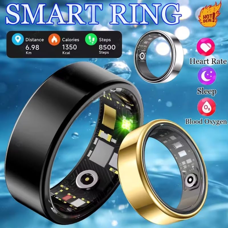 New Smart Ring R09 Health Monitor Multi Sport Mode Skin Temperature Measurement 5ATM Waterproof Smart Ring with Charging Case for Android iOS