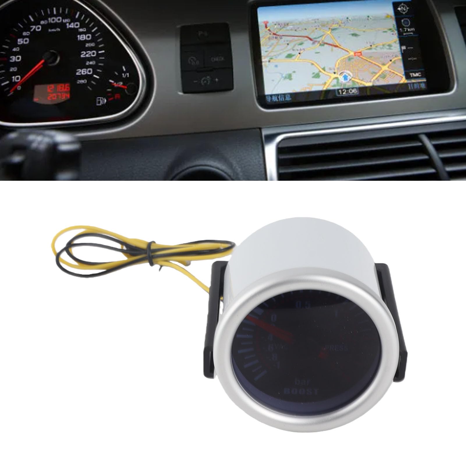 KIMISS Indicateur de pression turbo PSI Gauge 2" voiture universel LED numérique avant turbo Jauge de pression de suralimentation Kit numérique