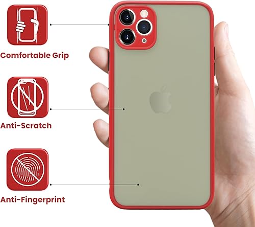 Miniatura 2 de Funda translúcida mate para iPhone 11 Pro Max, funda delgada a prueba de golpes compatible con iPhone 11 Pro Max de 6.5 pulgadas, color rojo2