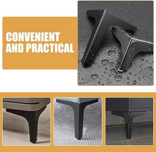 Miniatura 5 de Kichvoe Patas para muebles, 4 piezas de estilo moderno, patas de sofá de metal, patas triangulares negras para mesa, armario, sofá, silla, 5.9 in