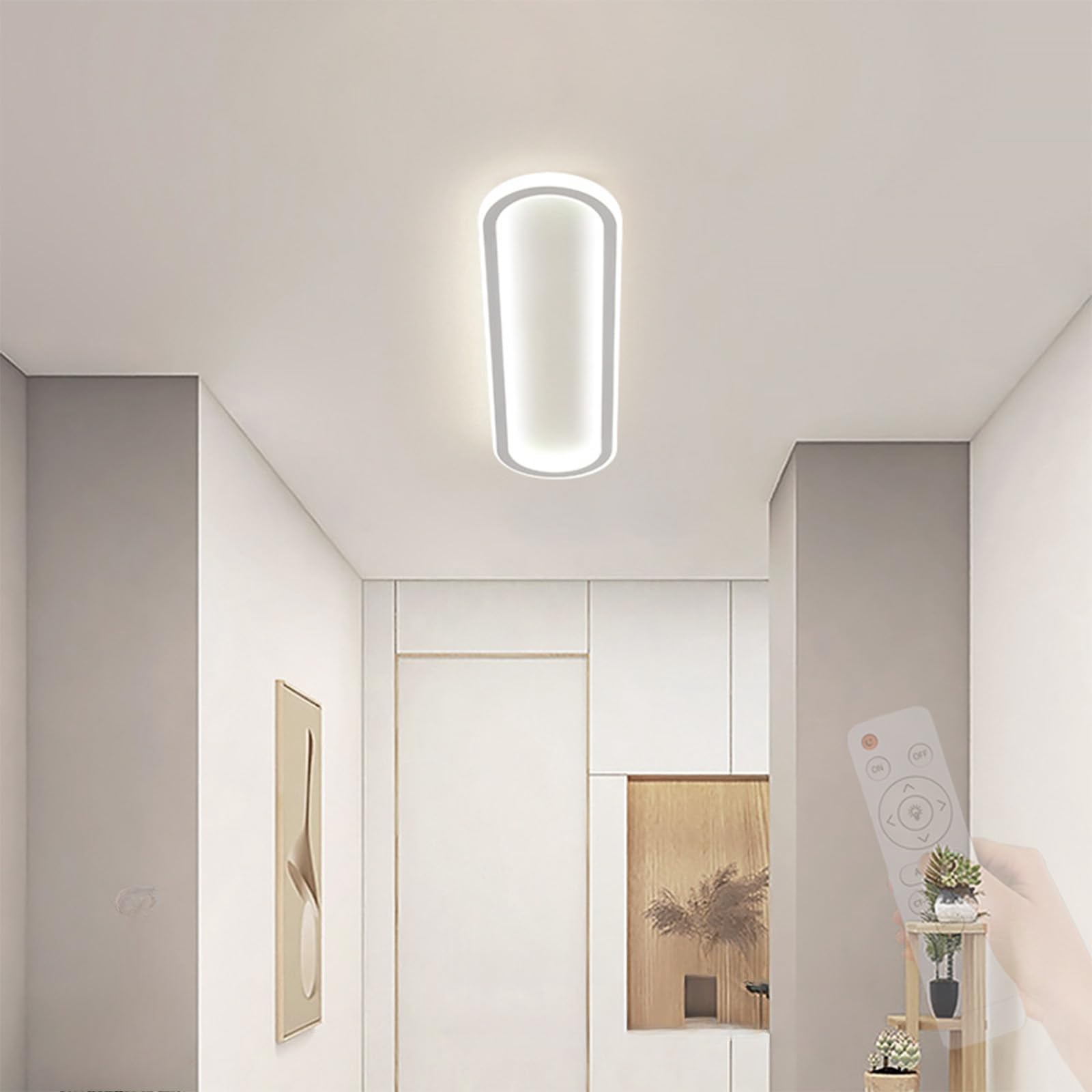 Lámpara de techo LED largo moderno blanco de 120cm con mando a distancia para dormitorio 8