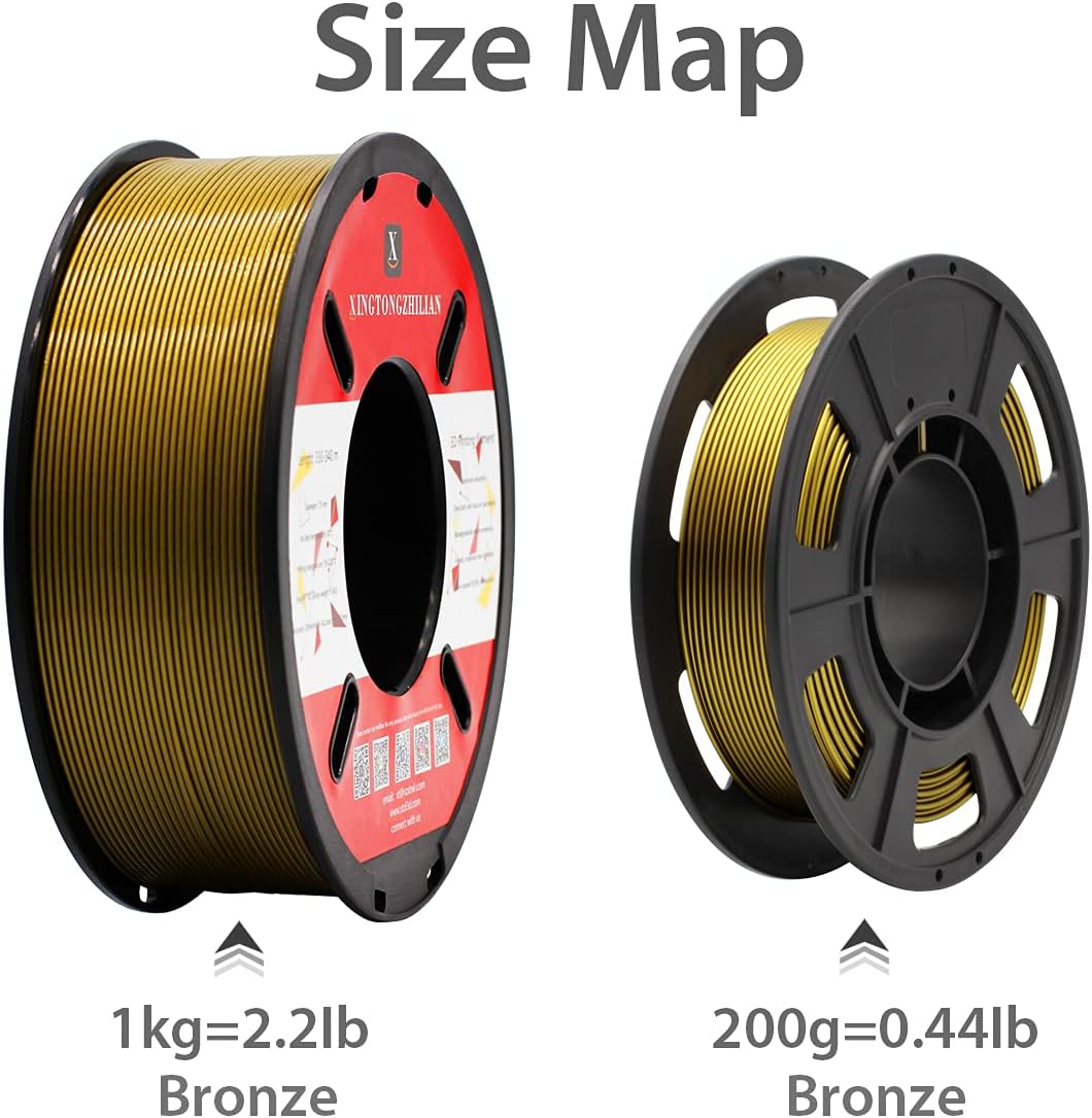 PLA 3D Printer Filament 1.75mm Printing Material Upgrade Version for 3D Printers Pens Accuracy +/- 0.02 mm Bronze 1kg/Spool