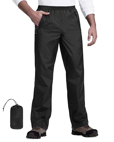 Packable Rain Pants for Men Waterproof Hiking Pants Lightweight Rain