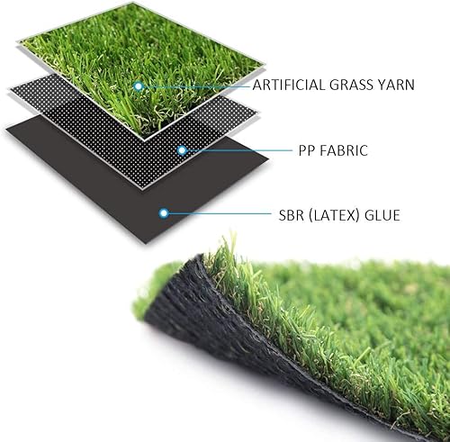 Miniatura 3 de WarmShe Alfombra de césped sintético realista de 0.8 pulgadas, alfombra de césped sintético grueso, alfombra de astrocésped, 5 pies x 82 pies, para