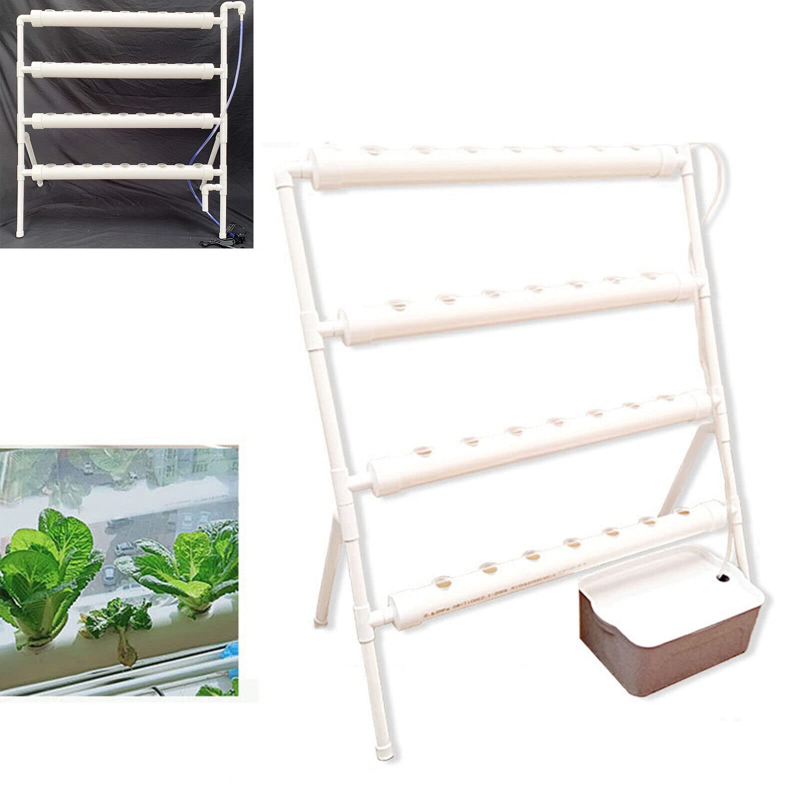 36 Agujeros, Kit de Cultivo hidropónico con Tubo hidropónico de PVC para de Cultivo de Plantas sin Tierra