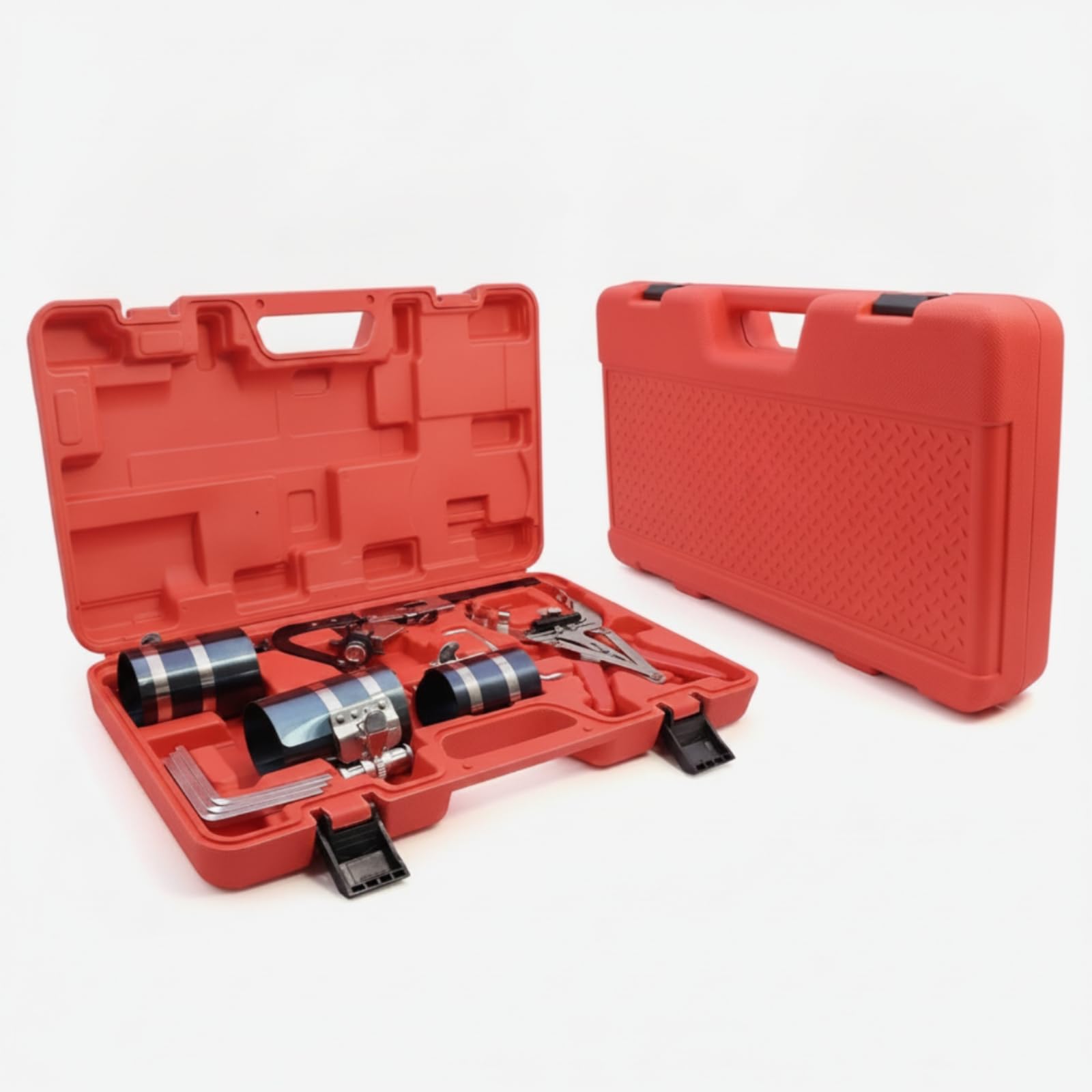 MagiDeal de Compresor de Aros de Pistón con Alicates Expansores Manguitos Metálicos y Herramienta con Gancho Construcción Robusta con Estuche Rígido para